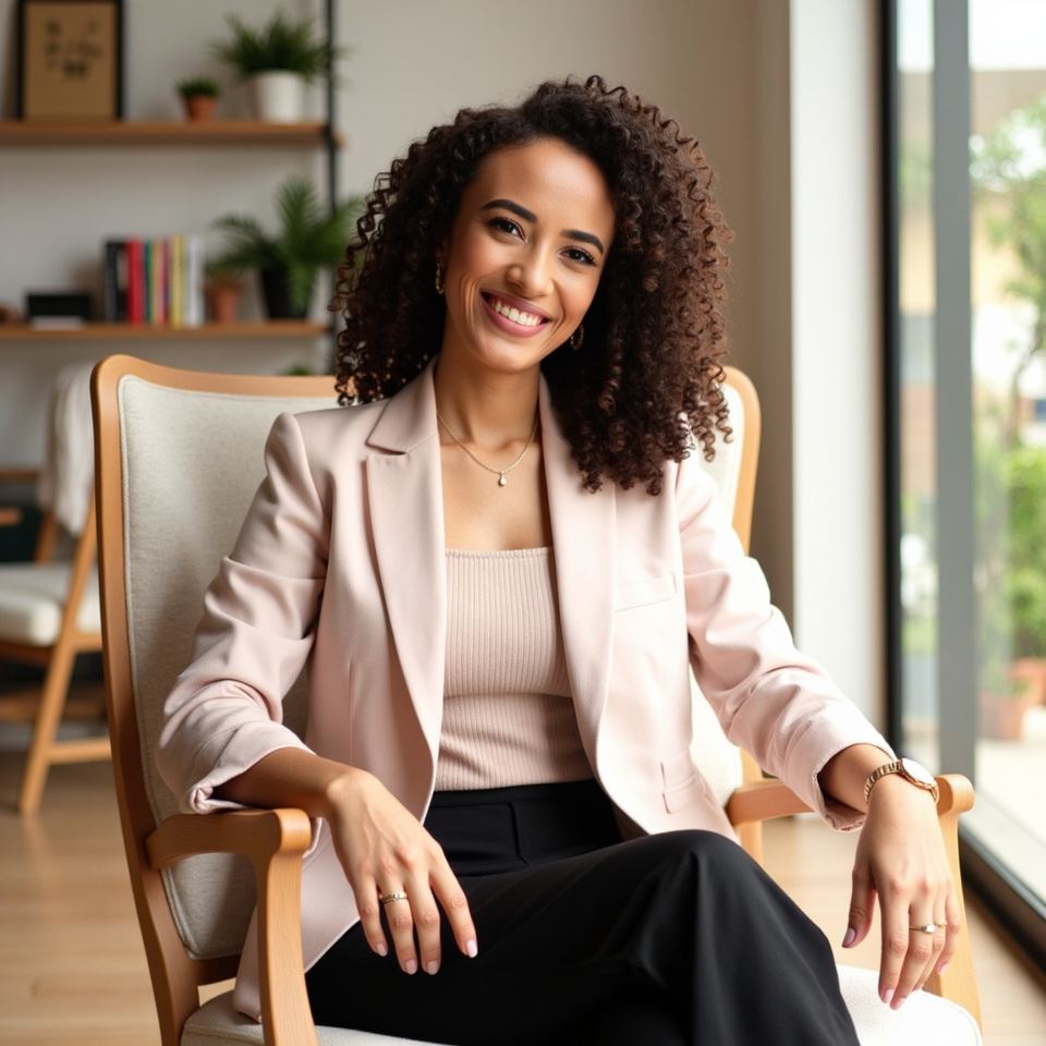 Dra. Larissa Nunes sorrindo em retrato profissional para a homepage do consultório